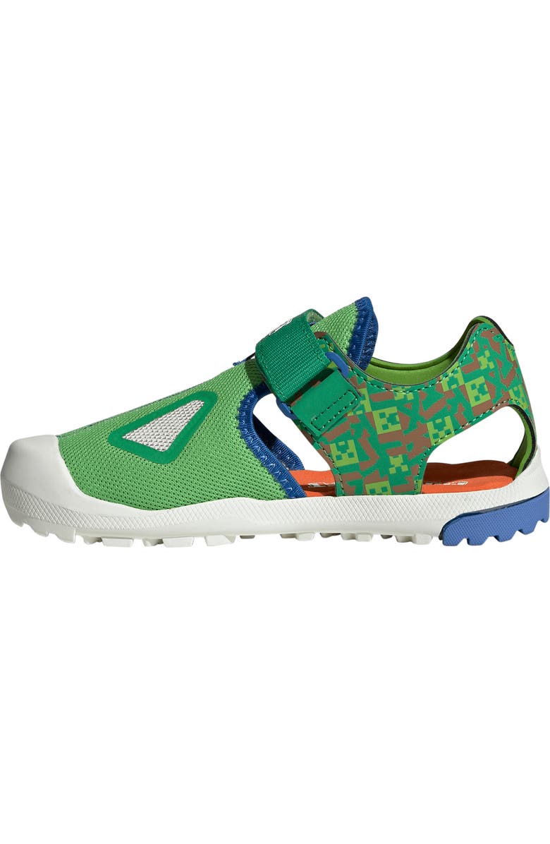 adidas x Minecraft Kids' Terrex Cap Toe Sandal, Alternate, color, Lucid Lime/ Ray Blue/ Orange