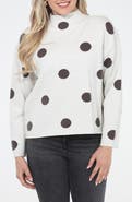 RAIN AND ROSE Polka Dot Funnel Neck Sweater