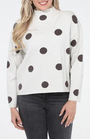 RAIN AND ROSE Polka Dot Funnel Neck Sweater