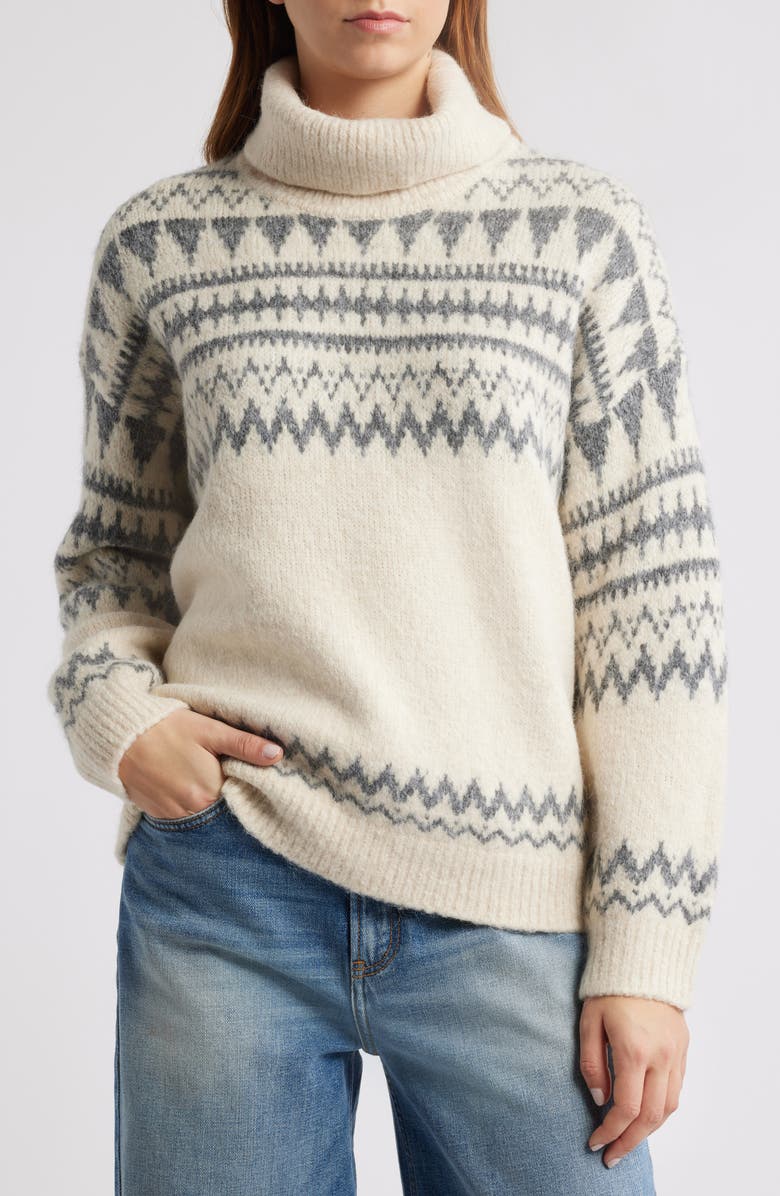 ASTR the Label Fair Isle Turtleneck Relaxed Fit Sweater, Main, color,