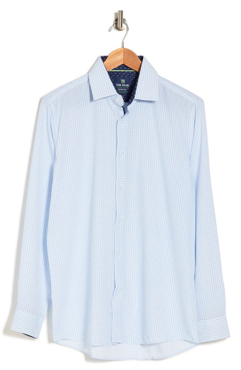 TOM BAINE Performance Dotted Slim Fit Button-Up Shirt, Alternate, color,