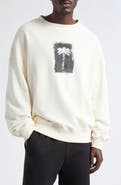 Palm Angels Palm Tree Loose Brushed Cotton Crewneck Sweatshirt