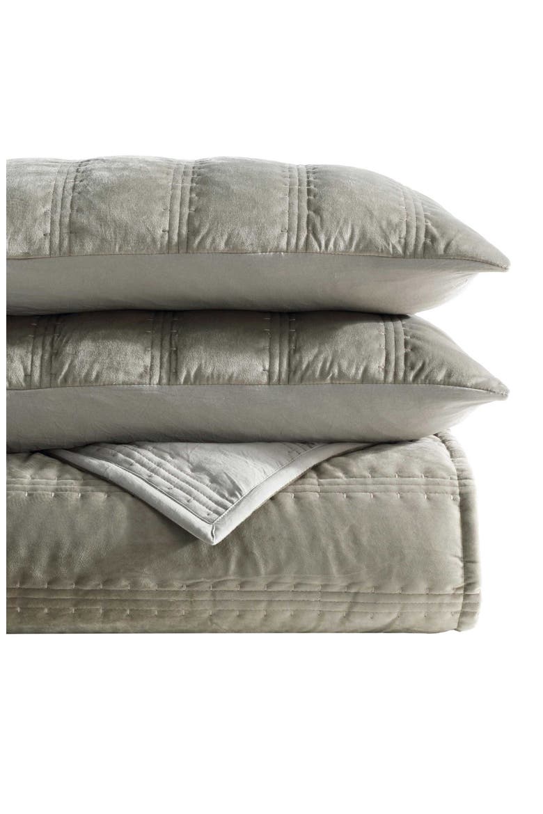 Velvet Linear Stitch Quilt Set, Main, color, SILVER LEAF