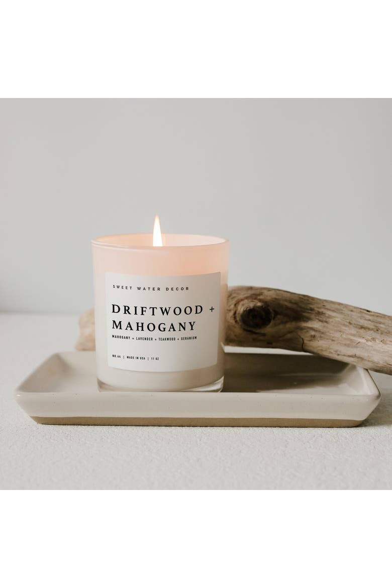 11oz White Jar Candle - Woods & Earthy Scents, Alternate, color, Driftwood and Mahogany