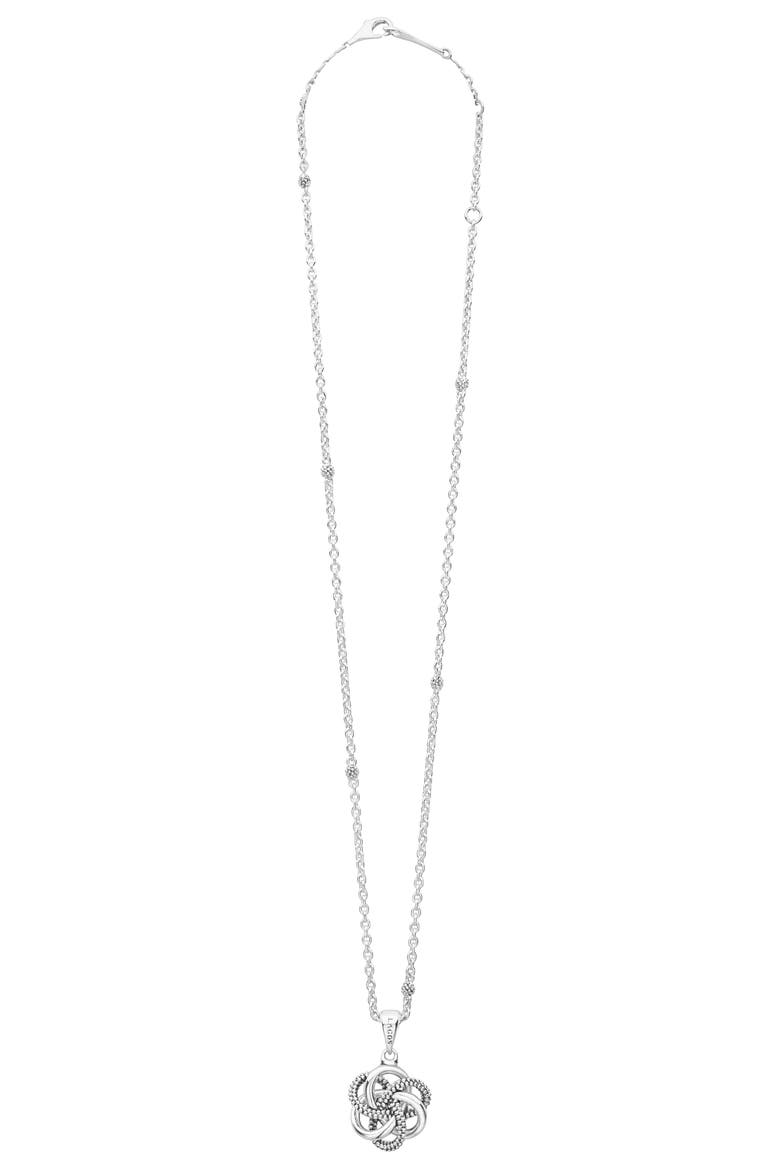 Love Knot Pendant Necklace, Alternate, color, STERLING SILVER