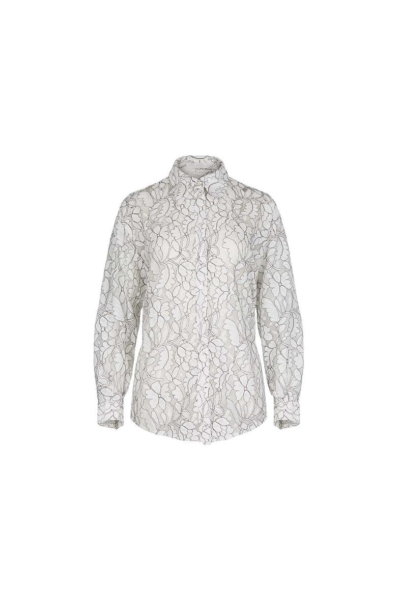 Anne Fontaine Women's Shirt  Daniela White And Black Sheer Oversized Shirt, Main, color, Black/White