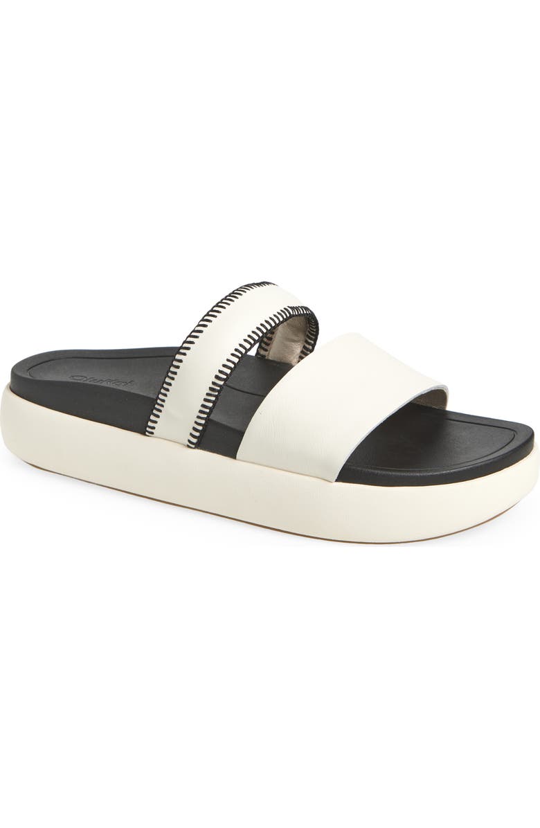 OluKai Pae Slide Sandal, Main, color, White Sand / Lava Rock