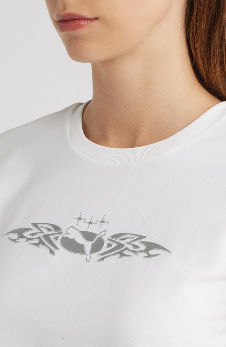PUMA Street Metallic Graphic Extra Slim Baby Tee, Alternate, color, Puma White