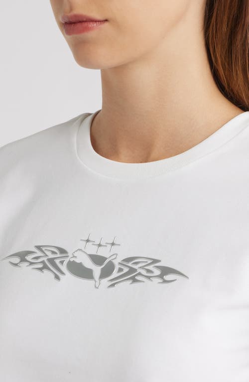 Puma Street Metallic Graphic Extra Slim Baby Tee In White