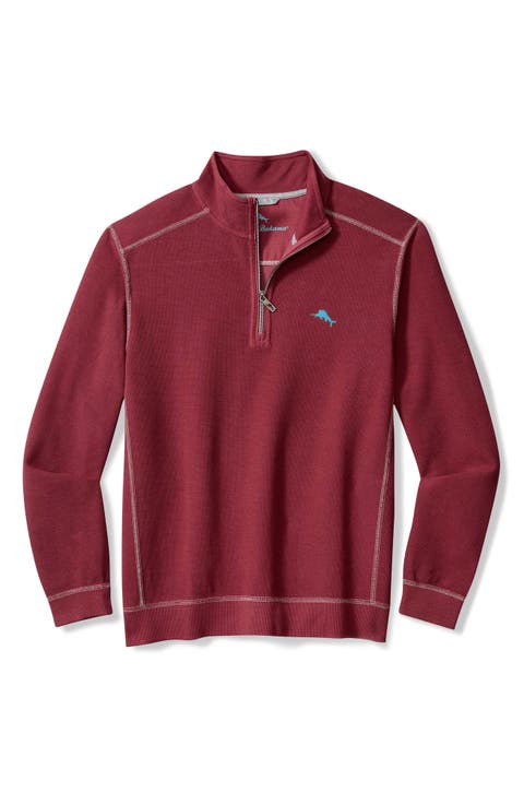Montego Bay Textured Cotton & Lyocell Half Zip Pullover (Big & Tall)
