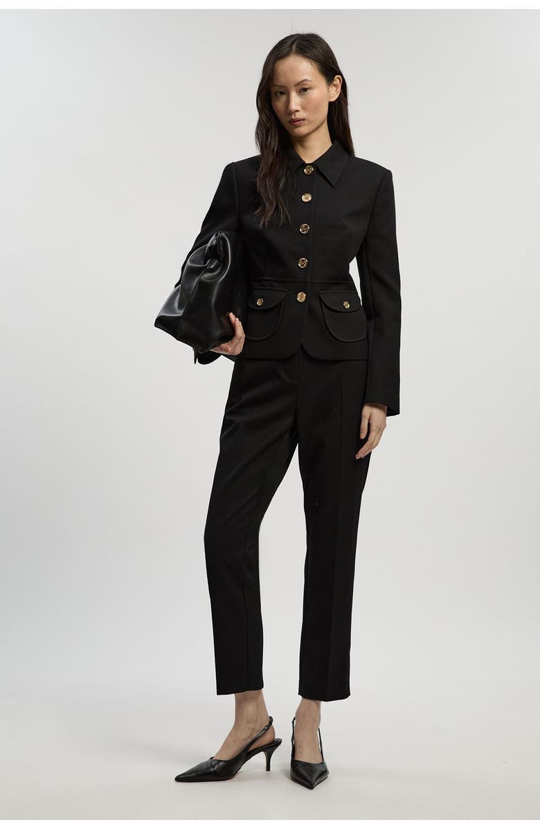 Karen Millen Textured Compact Stretch Tailored Jacket, Alternate, color, Black