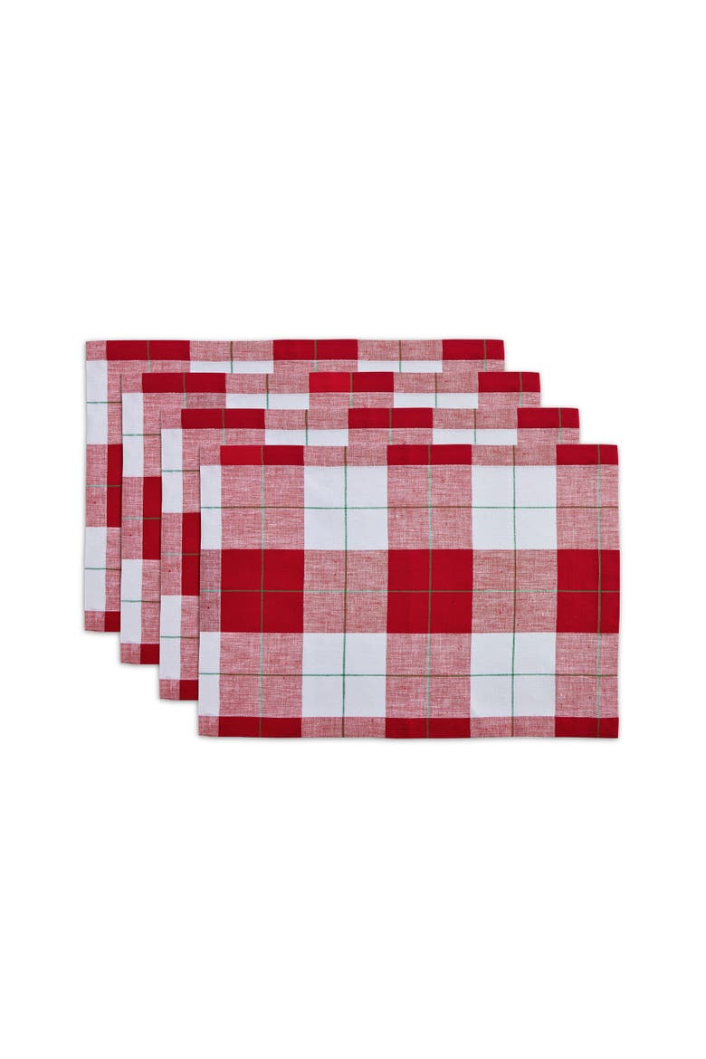 Linen Placemats Set od 4, 14 x 20" - Very Merry Plaid, Main, color, Very Merry