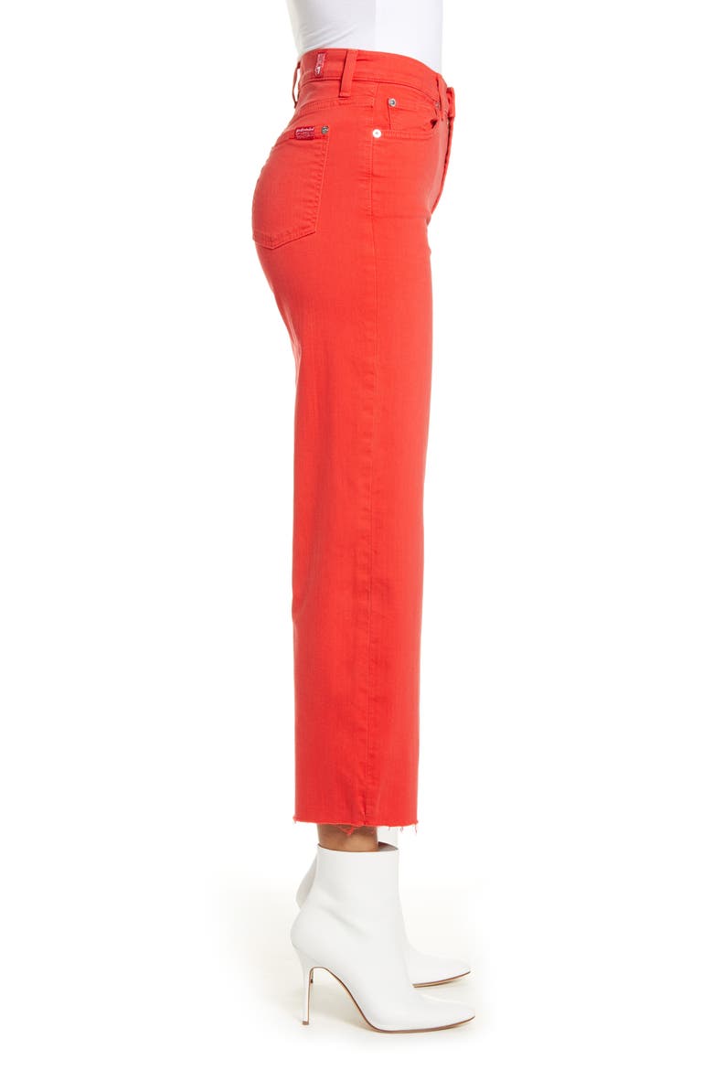 7 For All Mankind® Alexa High Waist Crop Wide Leg Jeans, Alternate, color, BRILLIANT RED