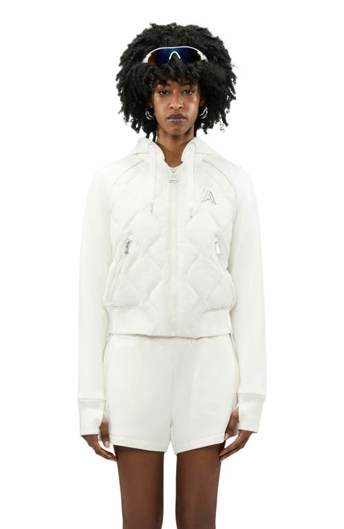 Alpenhaus Sorlin Hybrid Insulated Bomber Jacket With Removable Hood In Snow White