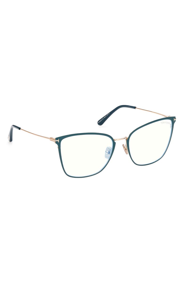 TOM FORD 56mm Butterfly Blue Light Blocking Glasses, Alternate, color, Shiny Turquoise