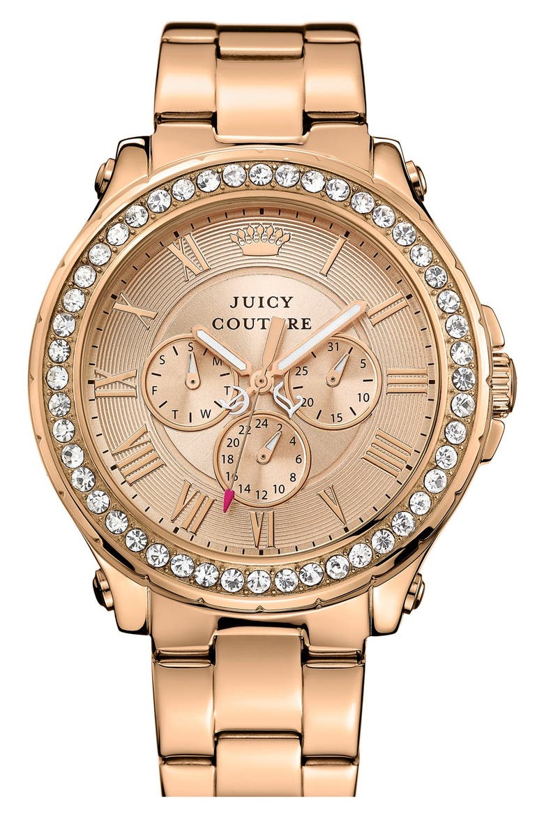 'Pedigree' Multifunction Bracelet Watch, 42mm, Main, color, ROSE GOLD