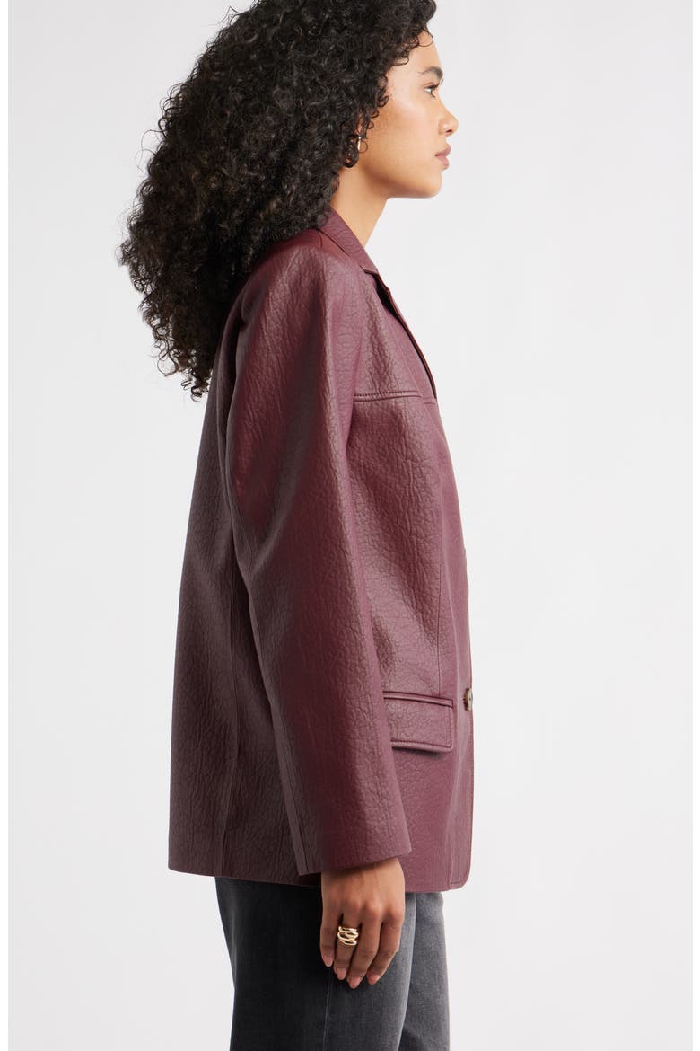 Pebble Faux Leather Jacket, Alternate, color, BURGUNDY TANNIN