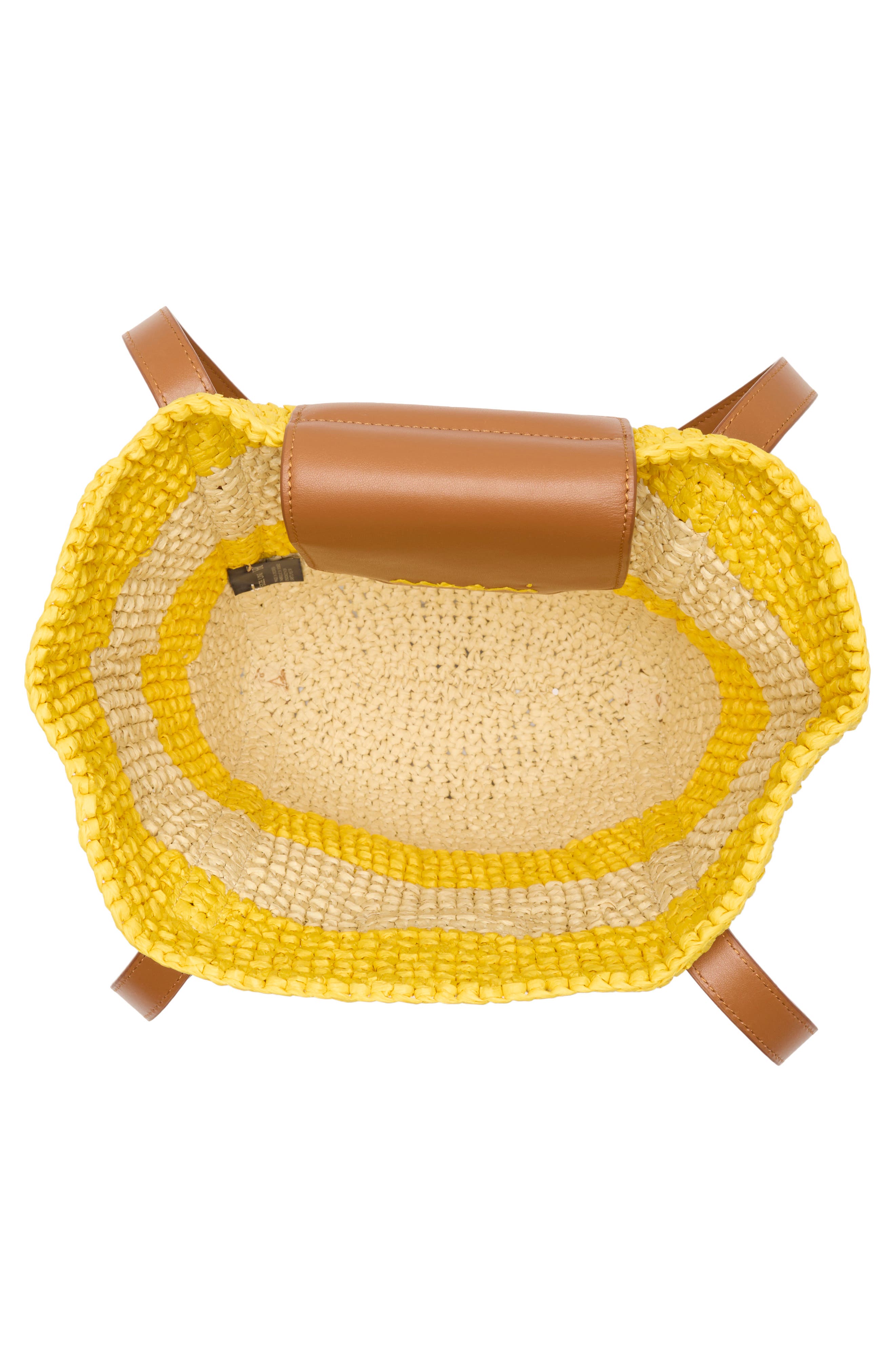 Marni Small Trunkaroo Stripe Woven Tote, Alternate, color, Yellow