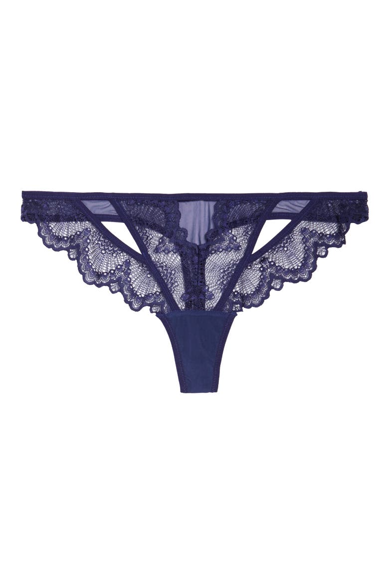 Kane Cutout Lace Thong, Alternate, color, NAVY