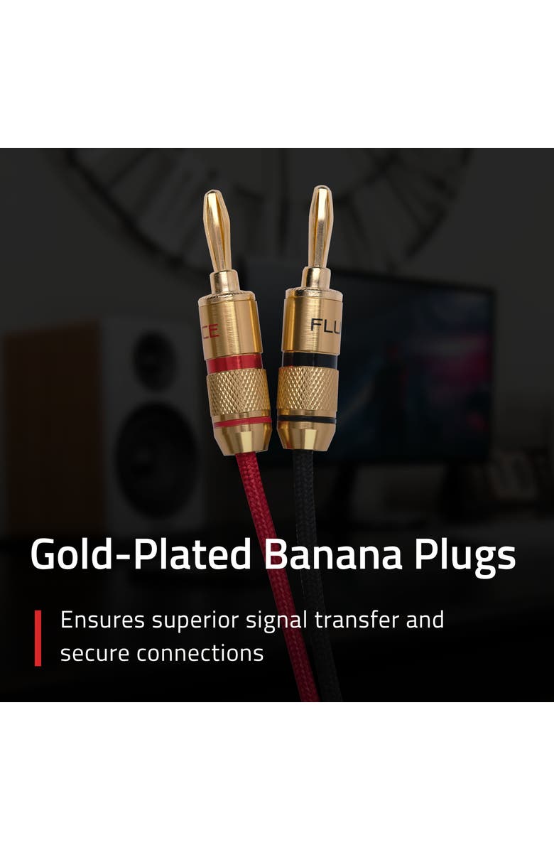 Fluance Hi-Fi 12 Gauge Speaker Wire with Dual Banana Plugs 12 Feet OFC Cable, Alternate, color, Gold