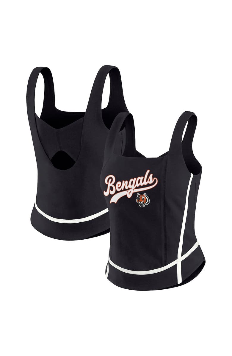 WEAR by Erin Andrews Women's WEAR by Erin Andrews Black Cincinnati Bengals Square Neck Tank Top, Main, color, Black