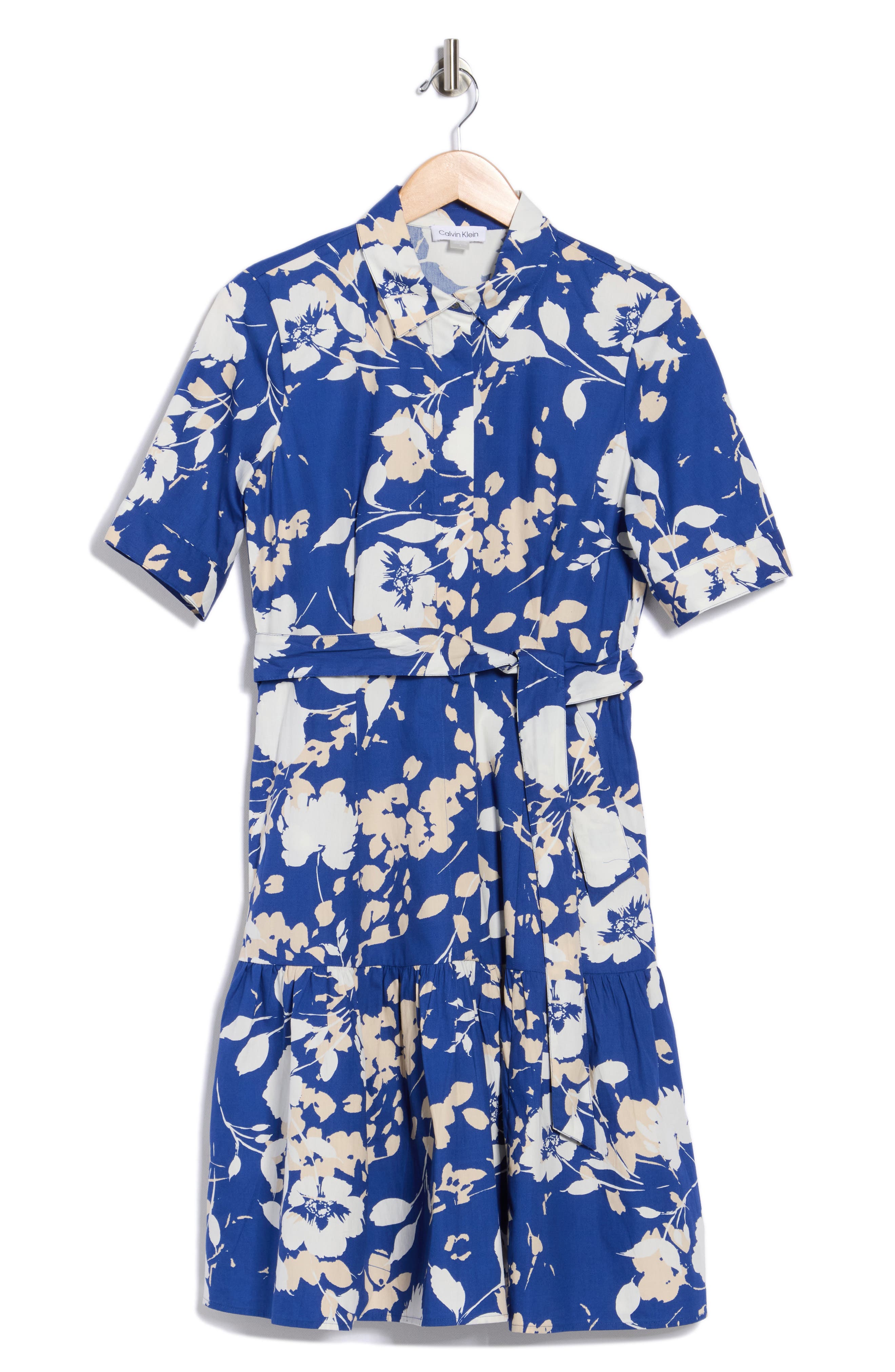 Calvin Klein Floral Short Sleeve Cotton Shirtdress