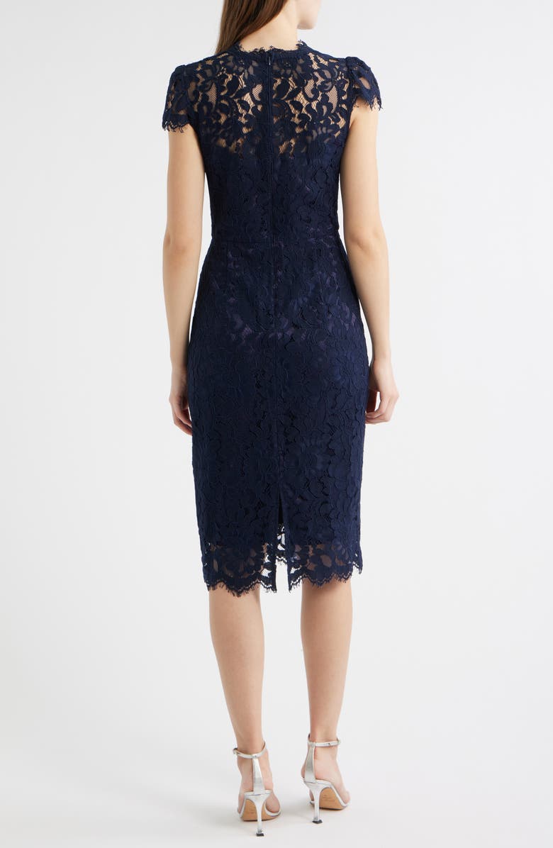 Eliza J Lace Sheath Dress, Alternate, color, Navy