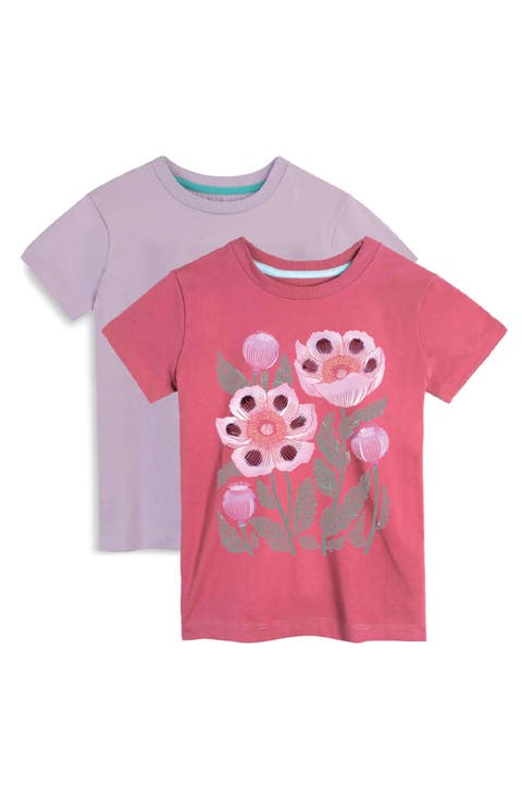 Organic Cotton Girls Short Sleeve Graphic T-Shirt 2-pack