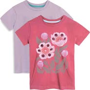 Mightly Organic Cotton Girls Short Sleeve Graphic T-Shirt 2-pack