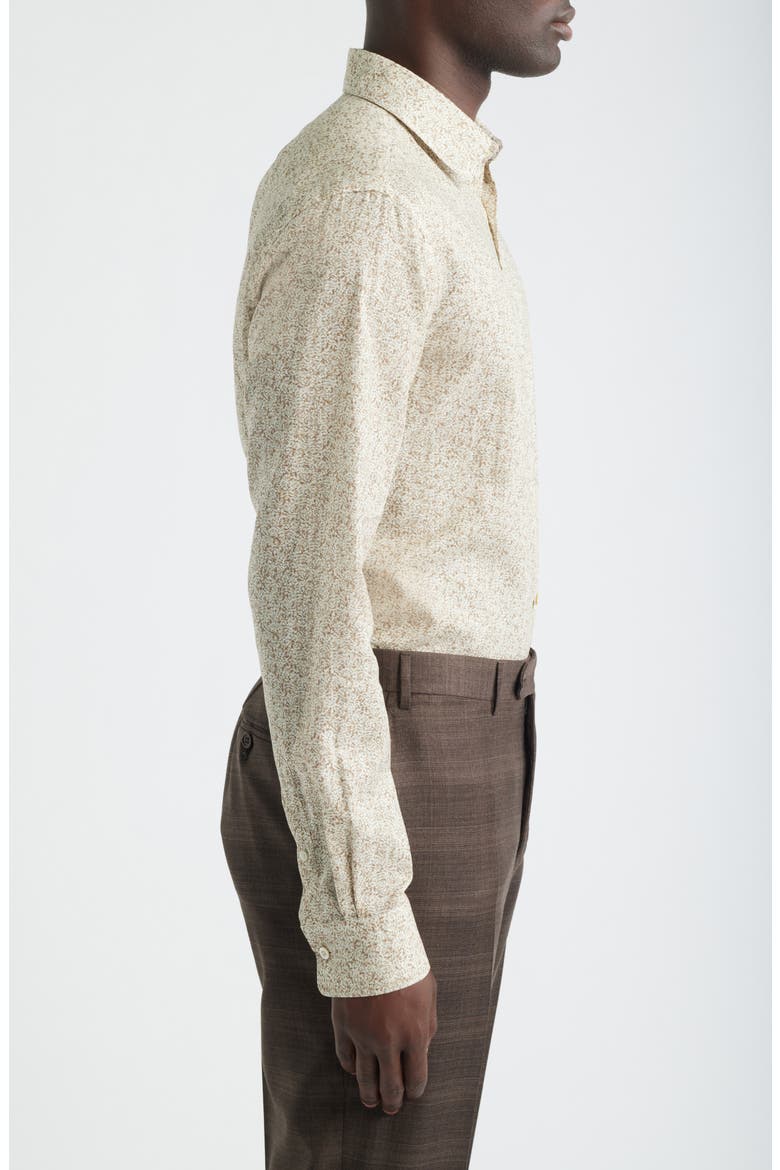 Button-Up Linen & Cotton Top, Alternate, color, BROWN