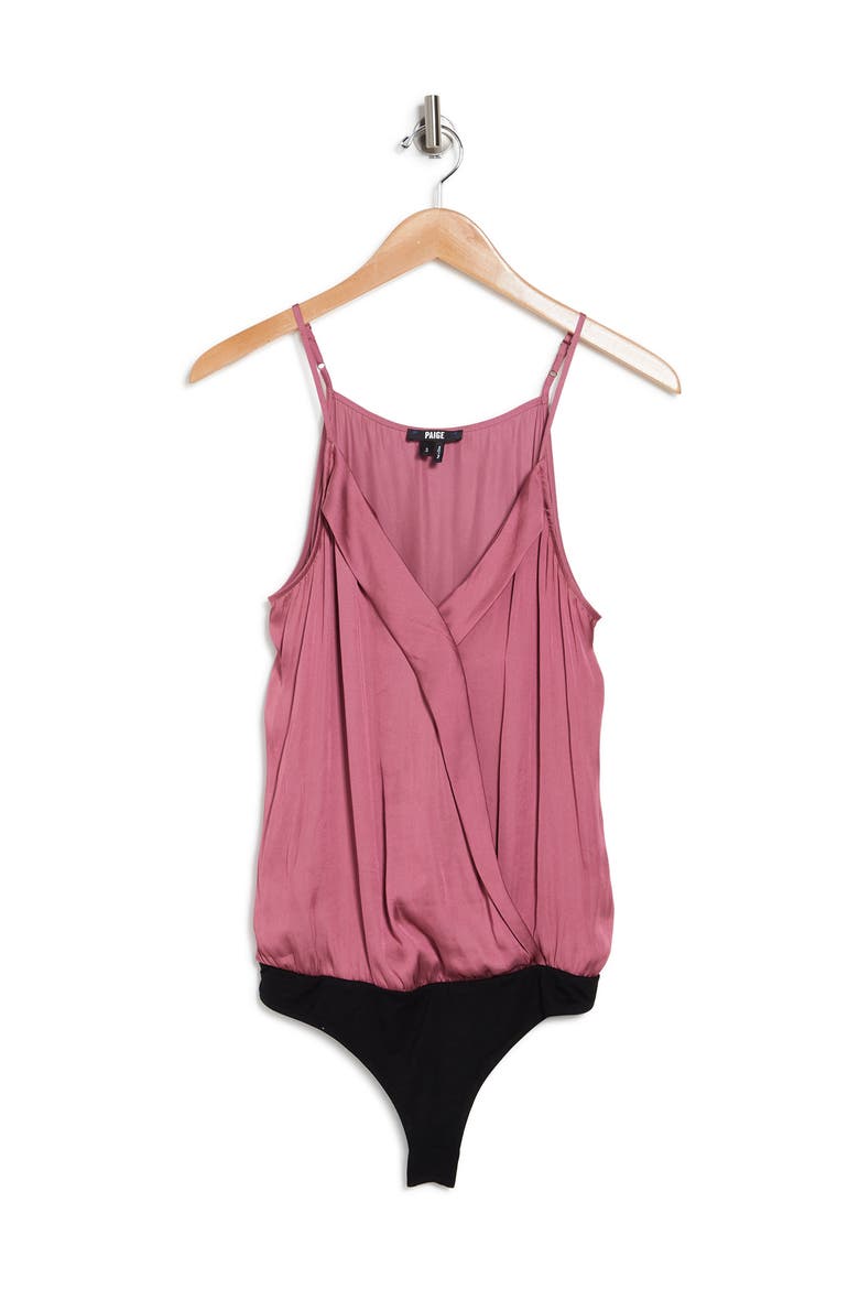 Cienna Surplice Neck Bodysuit, Alternate, color, MESA ROSE