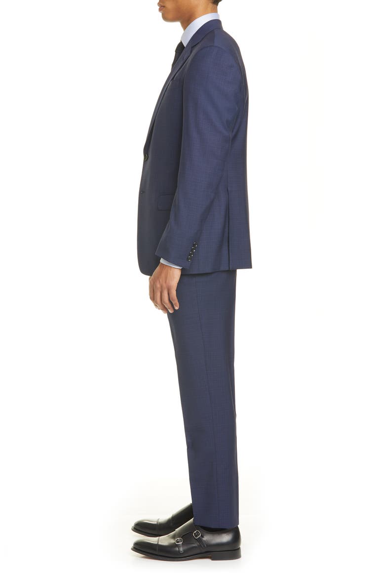 Trim Fit Check Wool Suit, Alternate, color, BLUE