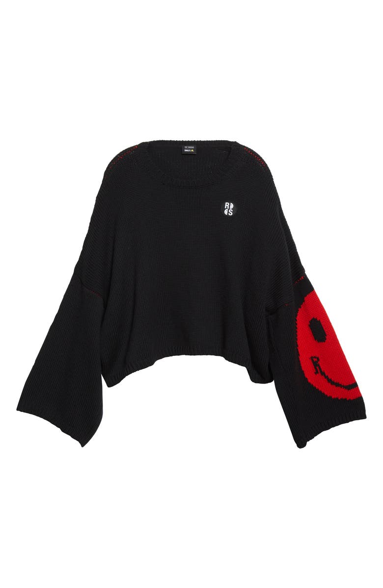 Raf Simons Oversize Smiley Wool Crewneck Sweater, Alternate, color, 