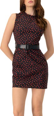 IVONNE Sleeveless Polka Dot Shift Dress