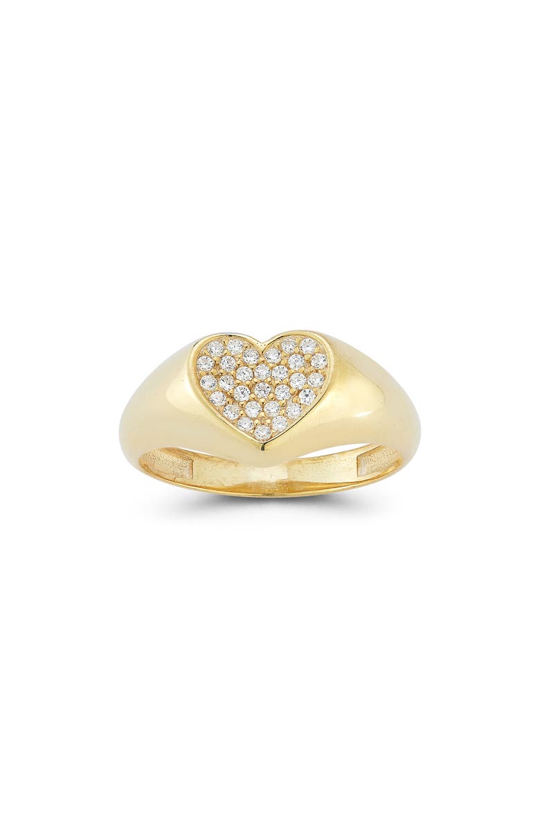 SPHERA MILANO CZ Heart Signet Ring, Main, color, Gold