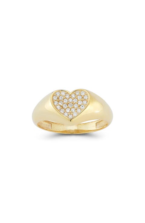 CZ Heart Signet Ring