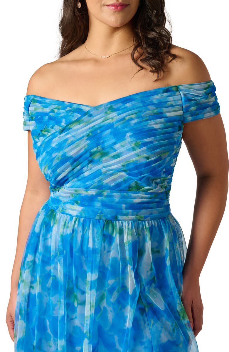 Adrianna Papell Sweetpea Off the Shoulder Tulle Gown, Alternate, color, 