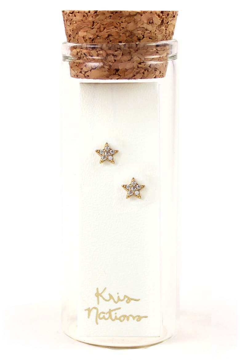 Pavé Star Stud Earrings, Alternate, color, SILVER