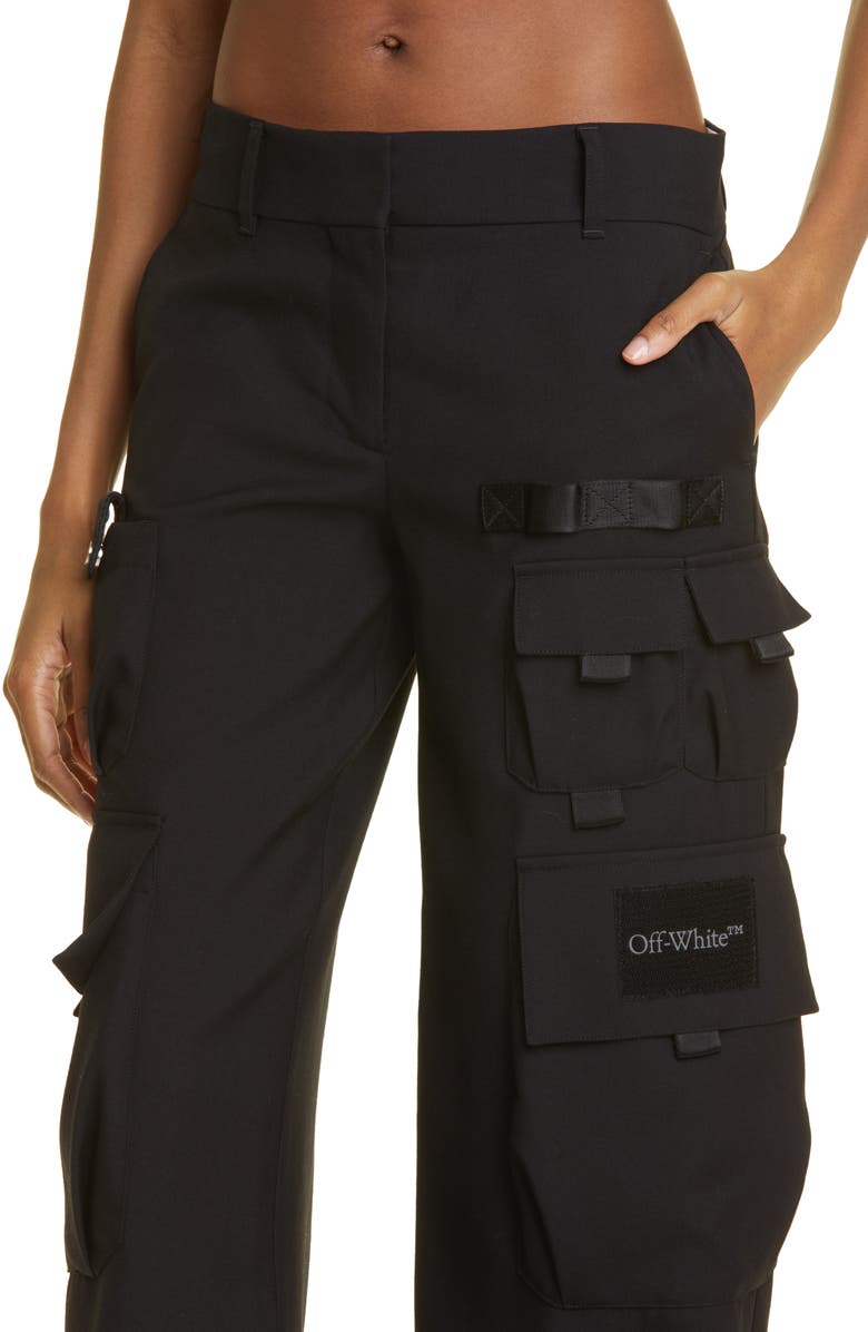 Off-White Toybox Multipocket Wide Leg Wool Cargo Pants, Alternate, color, 