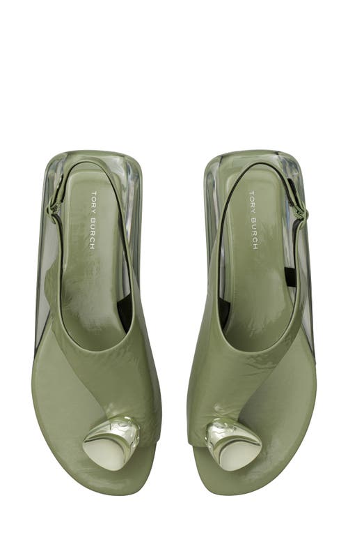 Tory Burch Patos Asymmetric Slingback Sandals In Green