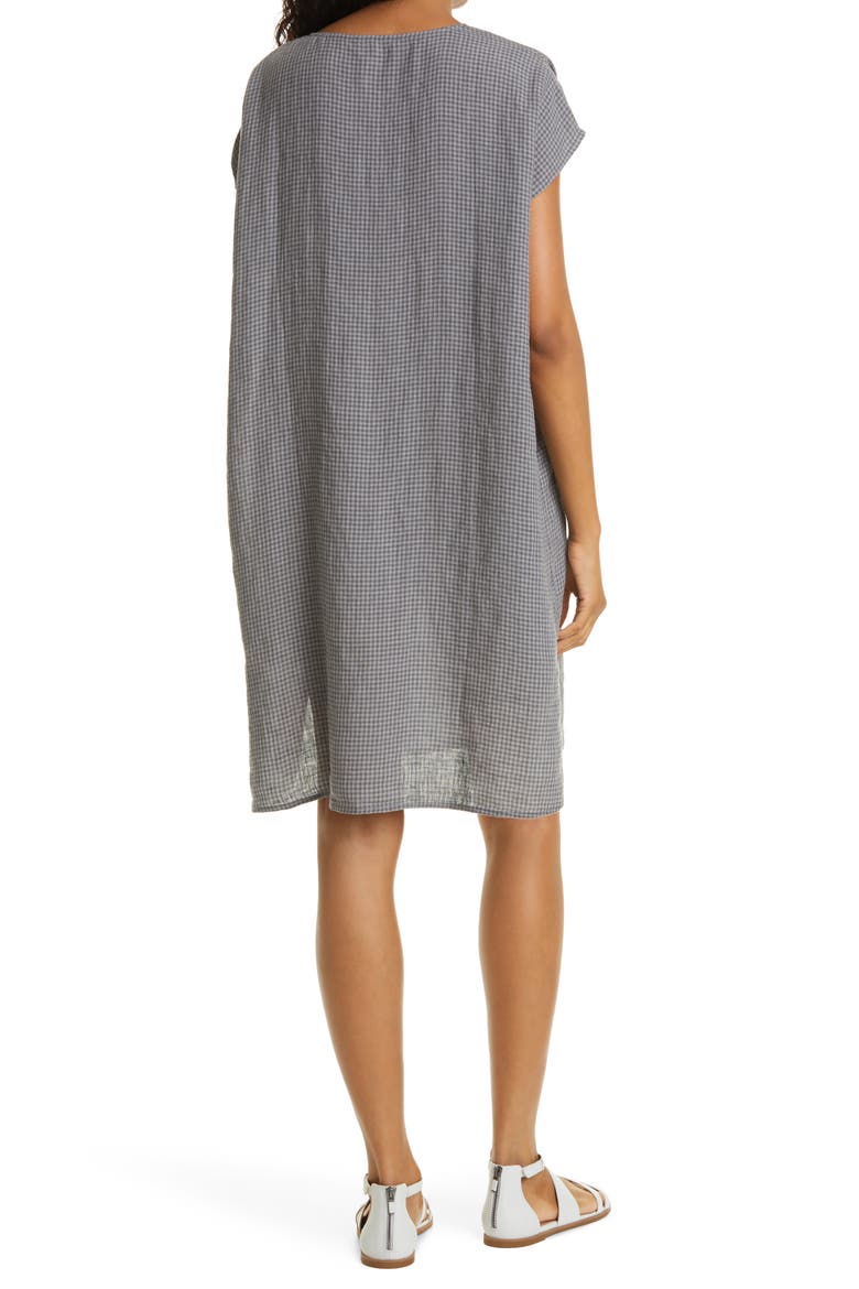 V-Neck Seersucker Shift Dress, Alternate, color, MOON