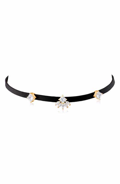 CZ by Kenneth Jay Lane Cubic Zirconia Station Choker Necklace