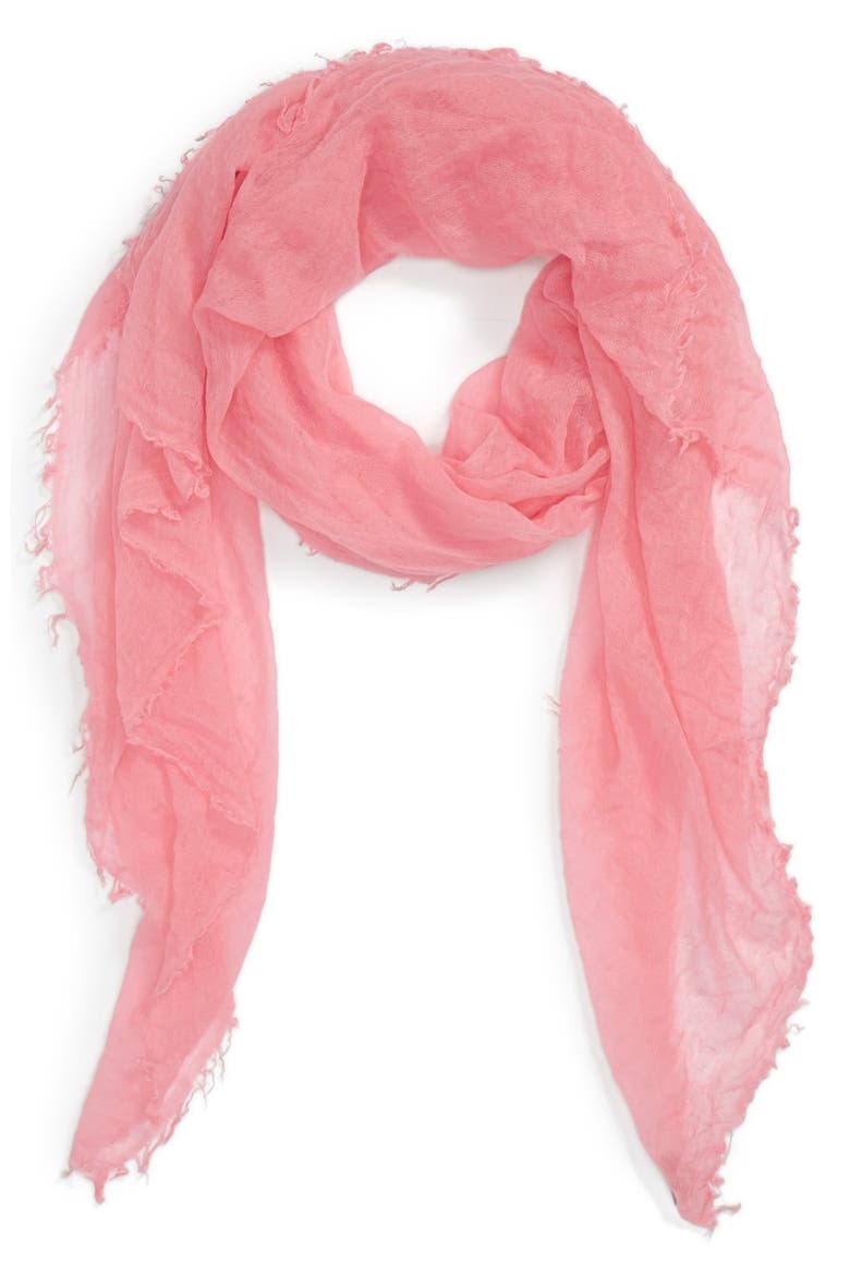 Crinkled Cashmere Wrap, Main, color, PINK PEONY