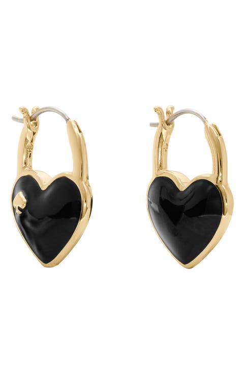 heart spade huggie hoop earrings