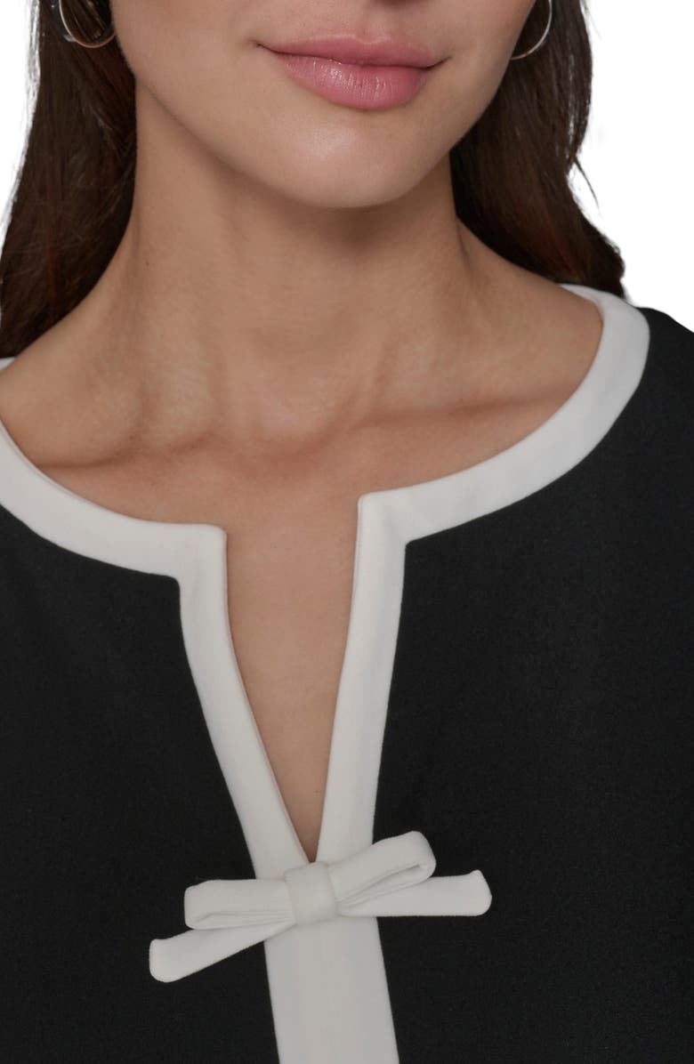 KARL LAGERFELD Sleeveless Scuba Crepe Dress, Alternate, color, Black Soft White