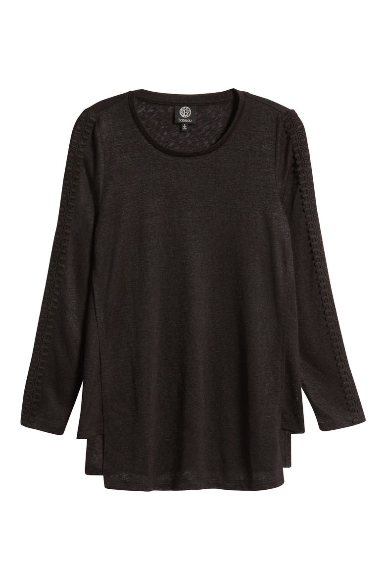 Lace Trim Top, Alternate, color, BLACK