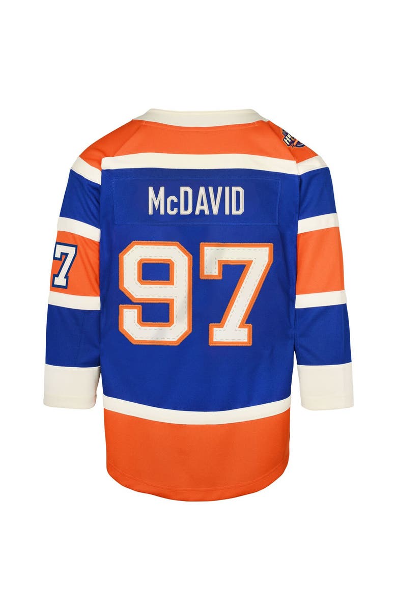 Outerstuff Youth Connor McDavid Royal Edmonton Oilers 2023 NHL Heritage Classic Premier Player Jersey, Alternate, color,