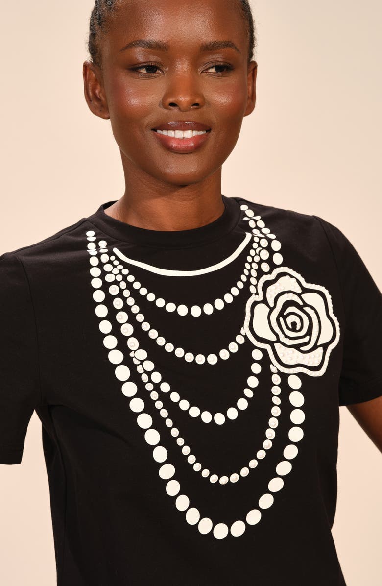 Isaac Mizrahi New York Trompe l'Oeil Necklace Graphic T-Shirt, Alternate, color, Black