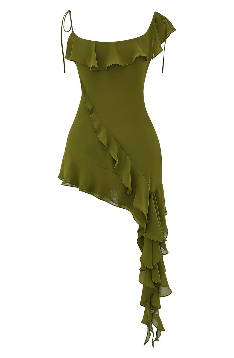 Ruffle Drape Asymmetric Minidress