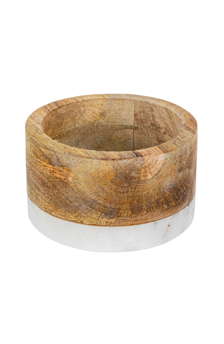 Storied Home Mango Wood and Marble Bottle Holder, Main, color, Brown